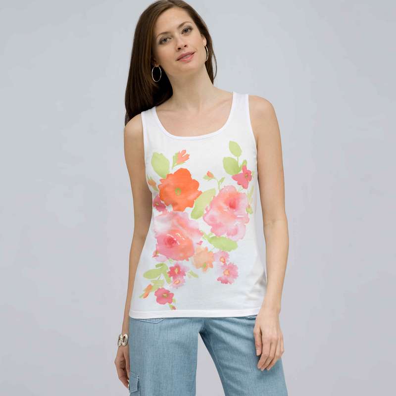 Floral Scoop Neck Tank., Multi, large image number 0